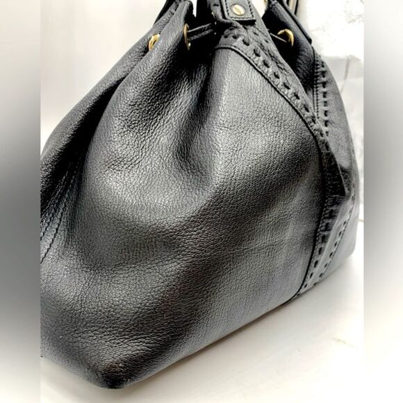 Auth YVES SAINT LAURENT Reversible
Bronze/Black Leather Double Sac Y Tote Bag - Picture 3 of 16